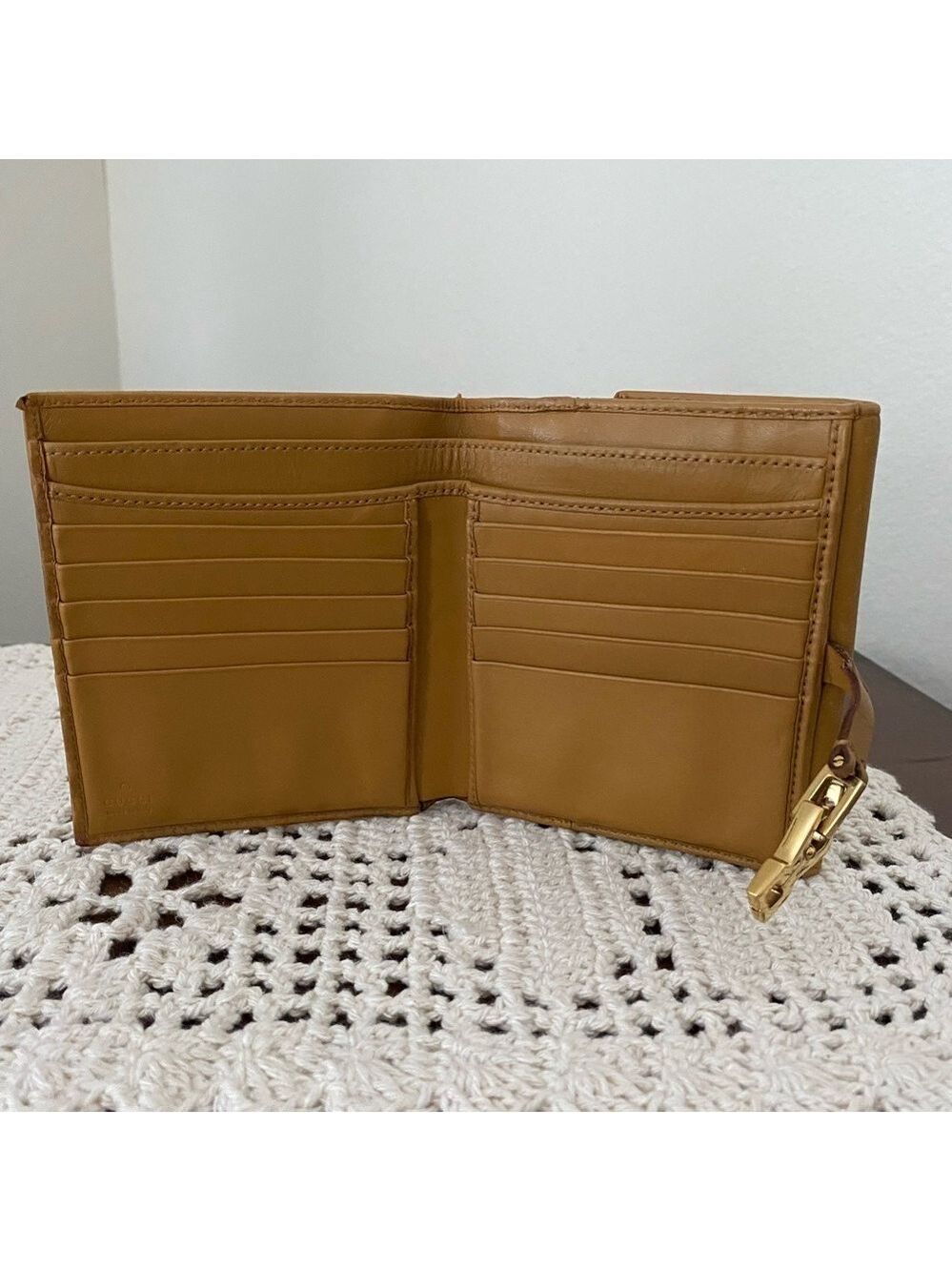 Gucci Jackie Bifold Wallet Pink Suede Leather/Tan | Authentic Preowned - Picture 5 of 7